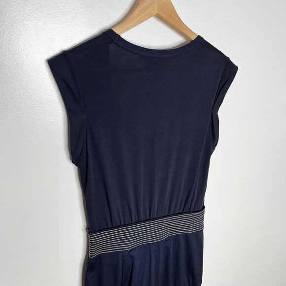 Veronica Beard Amaia Eyelet Midi Dress XS Navy Tiered Embroidered Floral Cotton - Picture 7 of 12